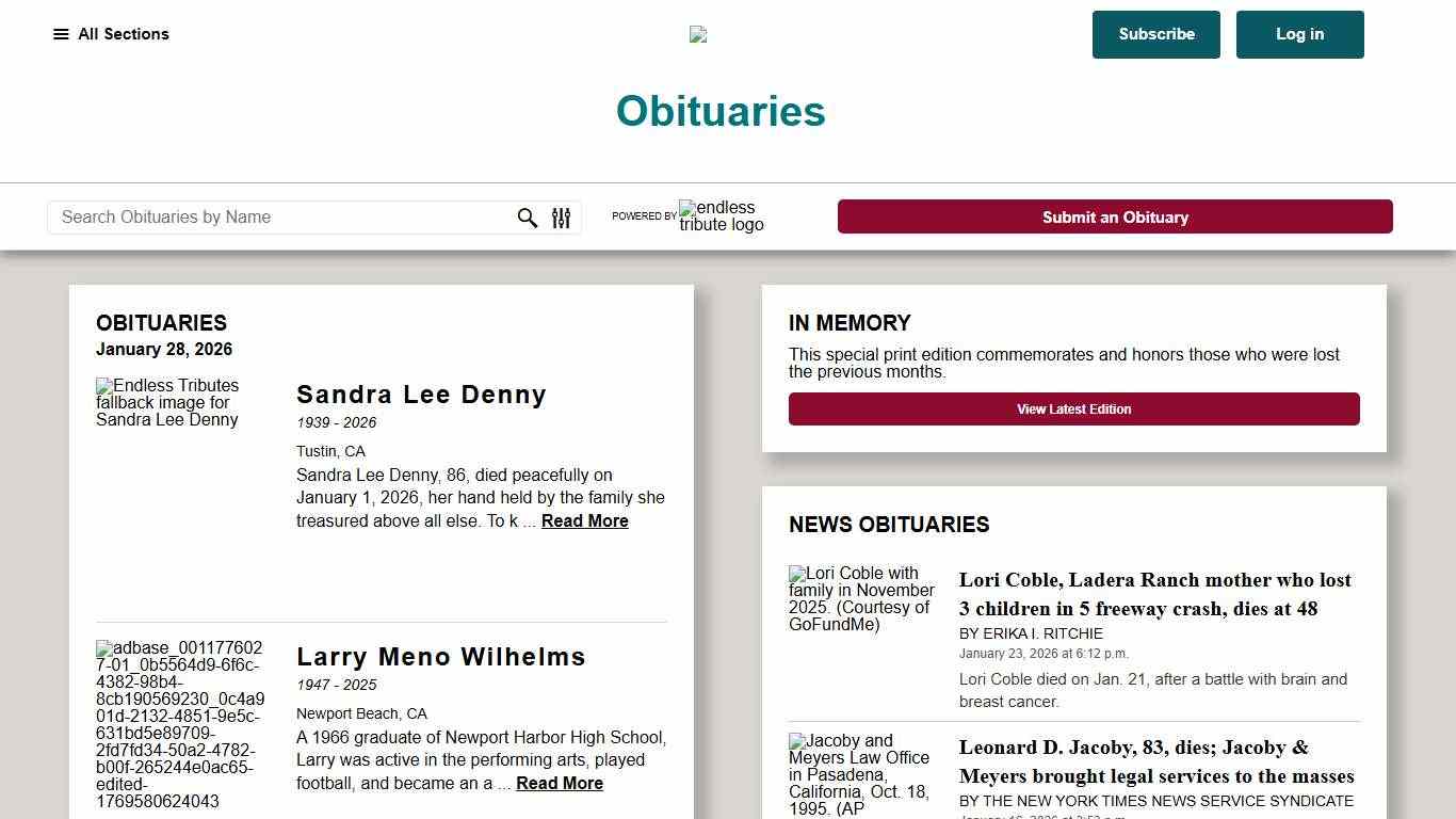 Orange County Register Obituaries